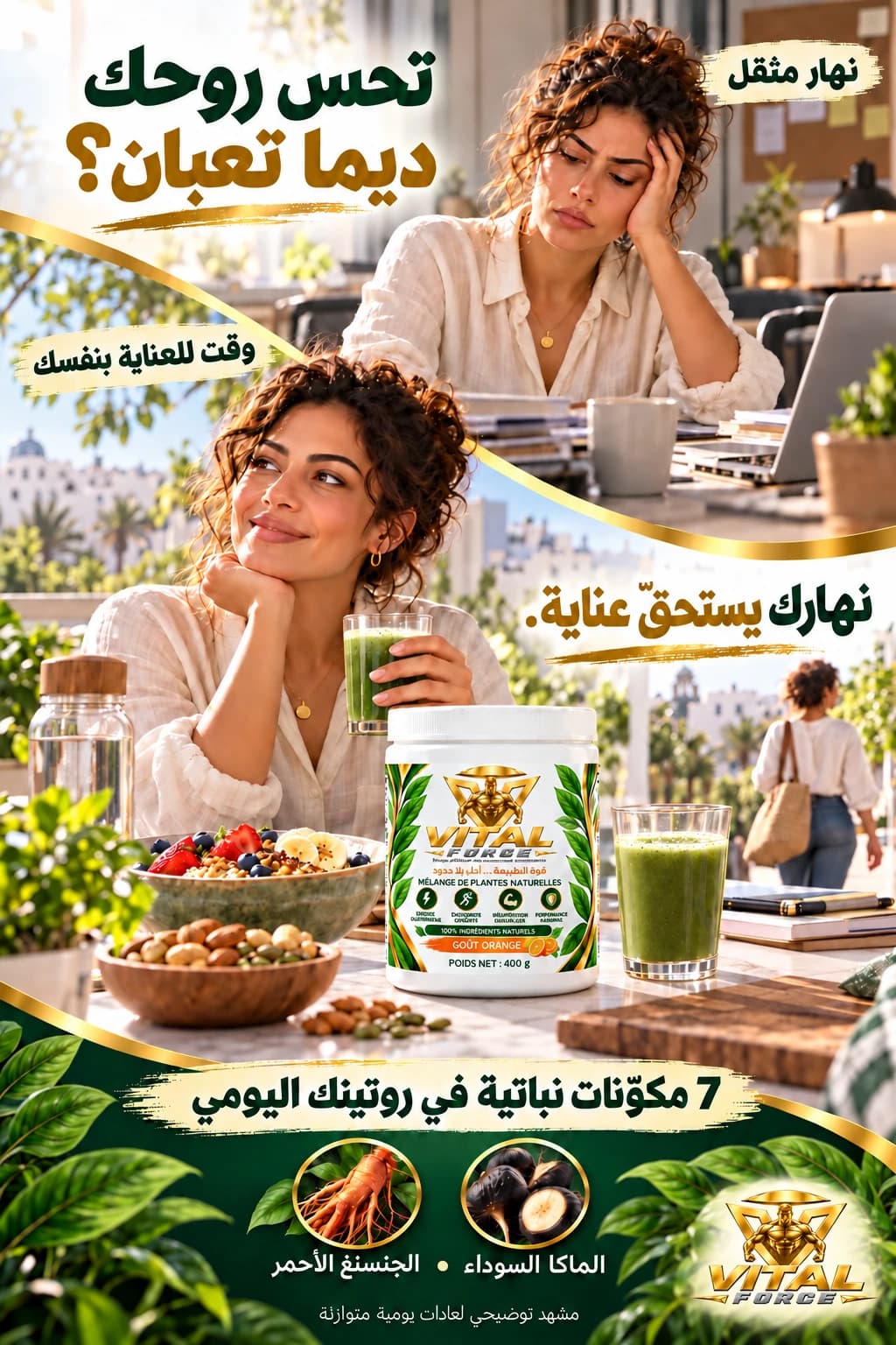 مشهد توضيحي لعادات يومية متوازنة — النشاط اليومي مع VITAL FORCE