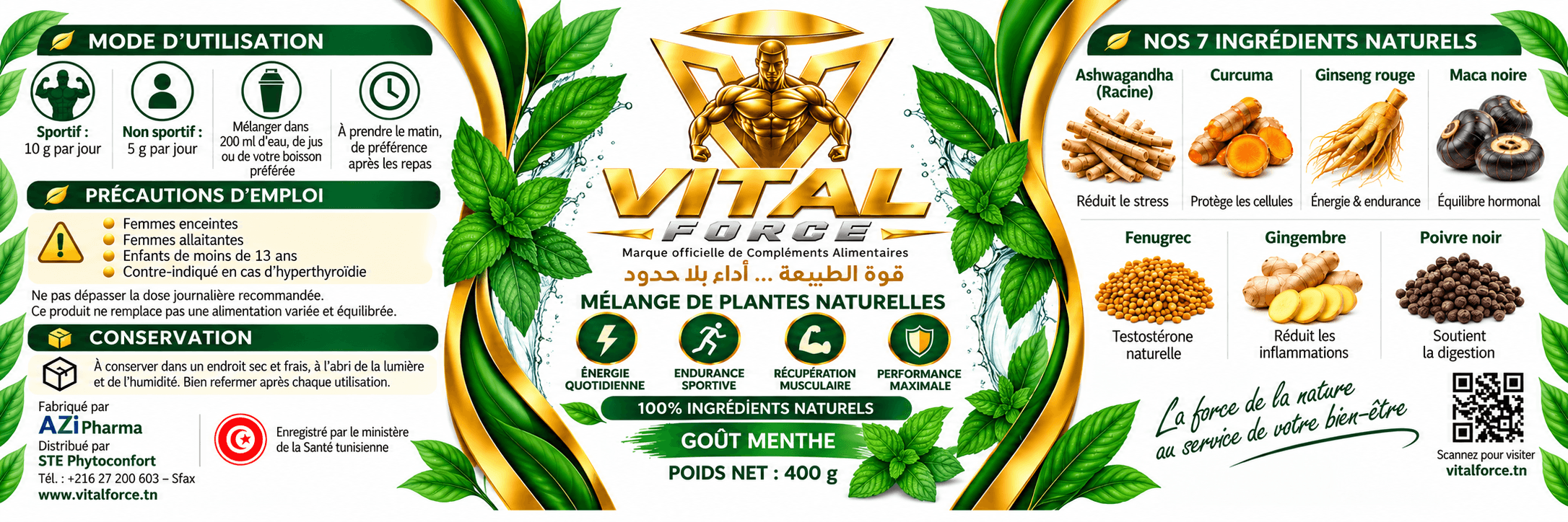Étiquette VITAL FORCE Menthe 400 g